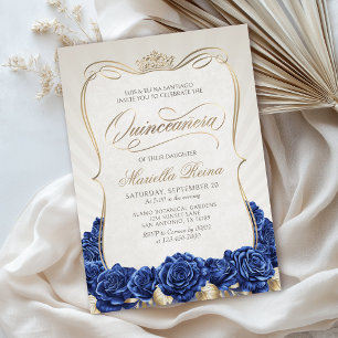 Invitación Quinceañera de oro azul