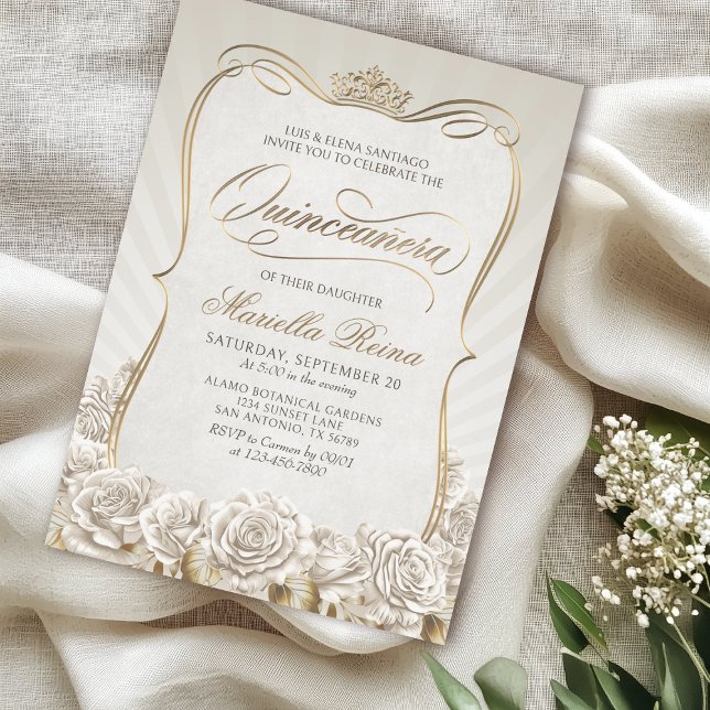 Invitación Quinceañera de oro blanco (Subido por el creador)