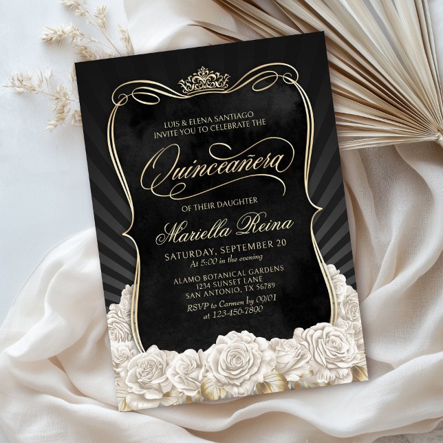 Invitación Quinceañera de oro blanco negro (Subido por el creador)