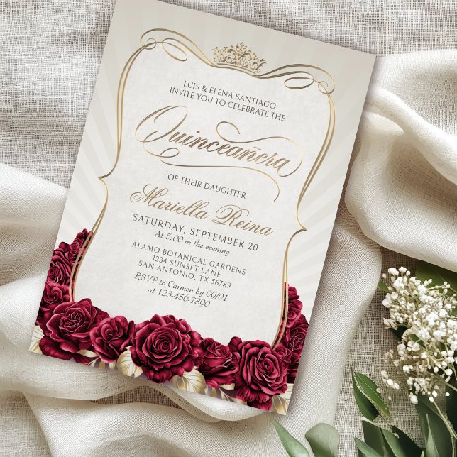 Invitación Quinceañera de oro rojo (Subido por el creador)