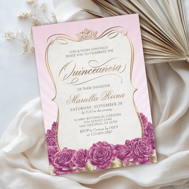 Invitación Quinceañera de oro rosa (Subido por el creador)