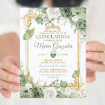 Invitación Quinceañera de oro Sage Green Crown Butfly<br><div class="desc">Quinceañera Sage Green & Gold Crown Mariposa Mexicana Invitación Mis Quince 15 Anos,  16 Años, </div>