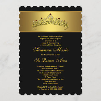 Invitación Quinceanera de oro y negro