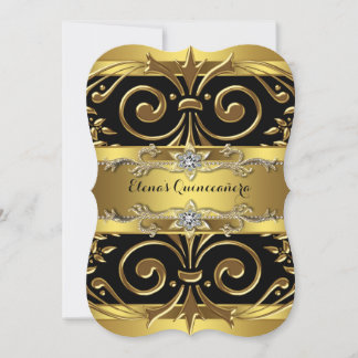 Invitación Quinceanera de oro y negro