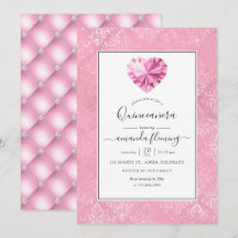 Quinceañera de Piedra Preciosa Rosa