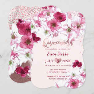 Invitación Quinceañera de PixDezines/flores de cerezo oscuro