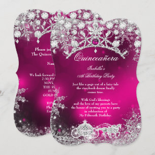 Invitación Quinceañera de plata rosa 15 Invierno Mágico
