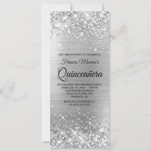 Invitación Quinceañera de Purpurina de Plata