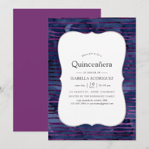 Invitación Quinceañera de rayas de falso foil