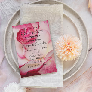 Invitación Quinceanera de rosa y blanco