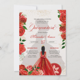 Invitación Quinceanera de Roses Rojas de Charro Fa