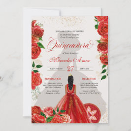 Invitación Quinceanera de Roses Rojas de Charro Fa