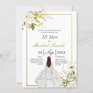Invitación Quinceañera de vestir blanco