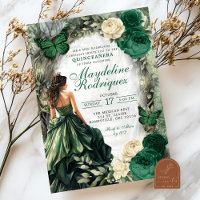 Quinceanera del bosque suntuoso verde esmeralda