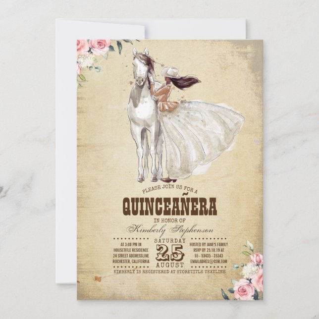 Invitación Quinceañera del Oeste - 15º cumpleaños (Anverso)