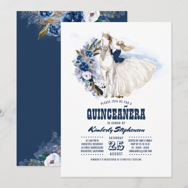 Invitación Quinceañera del Oeste de la Marina - 15º cumpleaño (Anverso / Reverso)