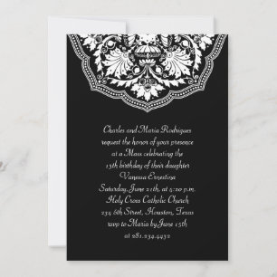 Invitación Quinceañera del patrón blanco y negro