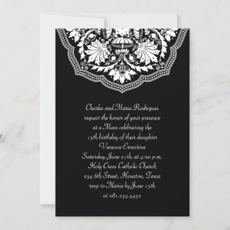 Invitación Quinceañera del patrón blanco y negro