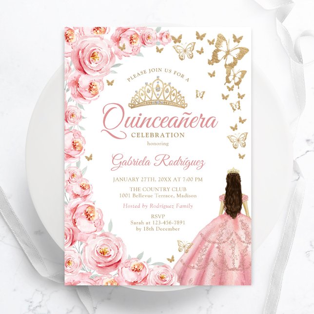Invitación Quinceanera dorada blanca (Subido por el creador)