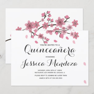 Invitación Quinceañera Dulces 15 Cerezo Floral