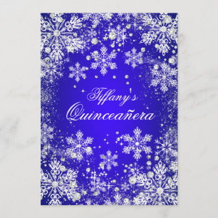 Invitación Quinceanera, el invierno azul de nieve