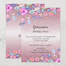 Invitación Quinceanera Elegante y Moderna fiesta de cumpleaño