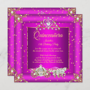 Invitación Quinceanera Elite Magenta Gold Sparkle