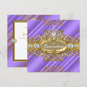 Invitación Quinceañera Elite Púrpura Plata Dorado Cumpleaños 