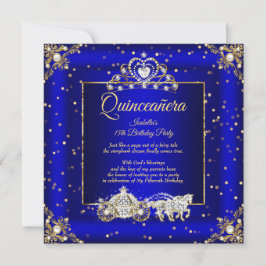Invitación Quinceanera Elite Royal Blue Gold Sparkle