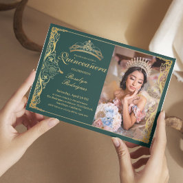 Invitación Quinceanera Emerald Beauty Quinceanera con foto