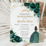 Invitación Quinceañera Emerald Green Floral Princesa Español<br><div class="desc">Personalice esta encantadora invitación de quinceañera con su propia redacción fácil y rápidamente,  simplemente pulse el botón personalizar it para reorganizar y formatear el estilo y la ubicación del texto. ¡Artículos coincidentes disponibles en la tienda! c) El estudio Happy Cat Studio</div>