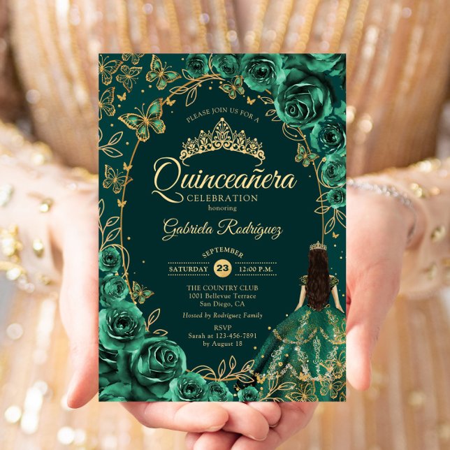 Invitación Quinceanera Emerald Green Gold (Subido por el creador)