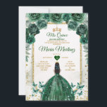 Invitación Quinceañera Emerald Green & Gold Crown Cumpleaños<br><div class="desc">Quinceañera Esmeralda Verde & Oro Invitación de cumpleaños Mi Quince 15 Anos,  Mariposa de cumpleaños 16.</div>