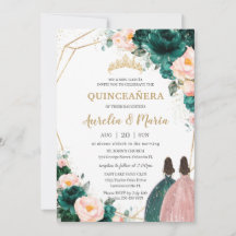 Quinceañera Emerald Green Rubor Floral Twins
