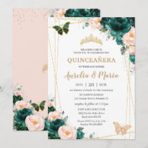 Quinceañera Emerald Green Rubor Floral Twins