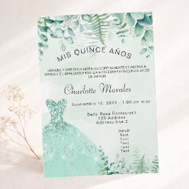 Invitación Quinceanera encantado helechos de bosque vestido d