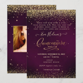 Invitación Quinceañera, escrita en la estrella, DIY Burgundy