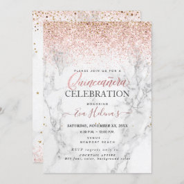 Invitación Quinceañera, escrita en la estrella, oro de mármol