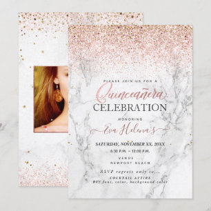 Invitación Quinceañera, escrita en la estrella, oro de mármol