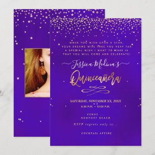 Invitación Quinceañera, escrita en Star Ultra Violet