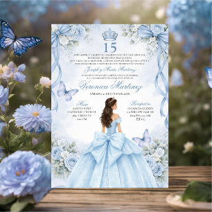Invitación Quinceañera Española Polvo Azul 15 Años Princesa