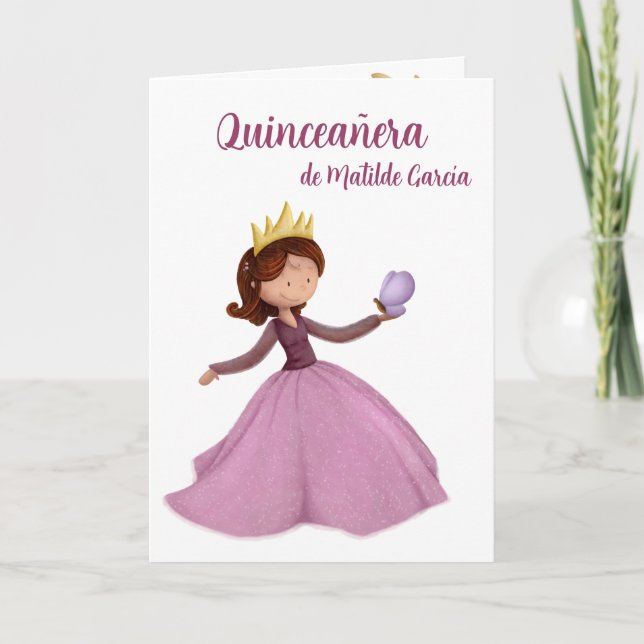 Invitación Quinceanera española rosa (Anverso)