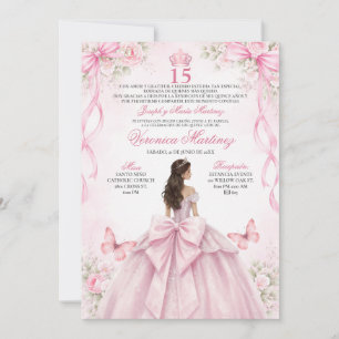 Invitación Quinceañera Española Rosa Pálido 15 Años Princesa