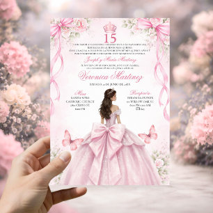 Invitación Quinceañera Española Rosa Pálido 15 Años Princesa