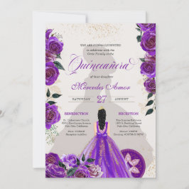 Invitación Quinceanera Fancy Charro Purple Rosa Occidental