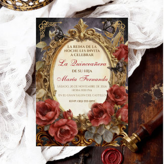 Invitación Quinceañera Fantasía Oscura Gótica Romántica