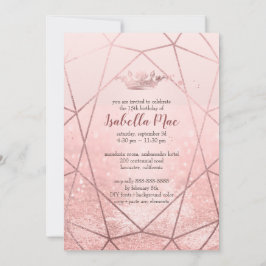 Invitación Quinceanera/Faux Rosa Copos de nieve + Corona