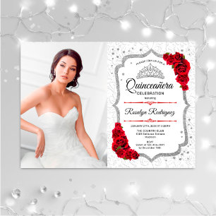 Invitación Quinceanera Fiesta con color plateado