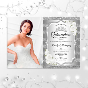 Invitación Quinceanera Fiesta con foto - Plata