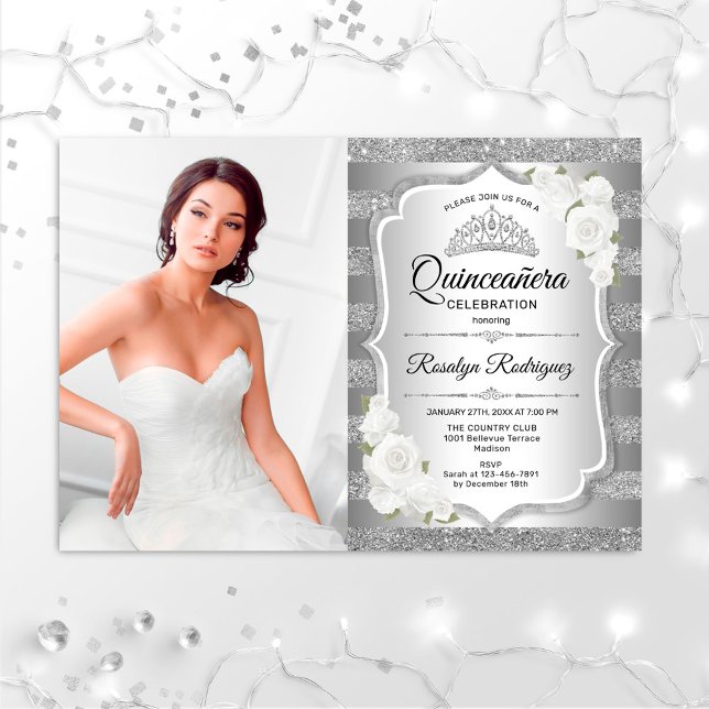 Invitación Quinceanera Fiesta con foto - Plata (Subido por el creador)